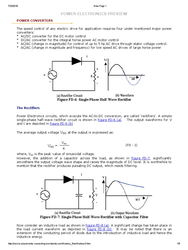 Half Wave Rectifiers With Resistive and Inductive Load Rectifier