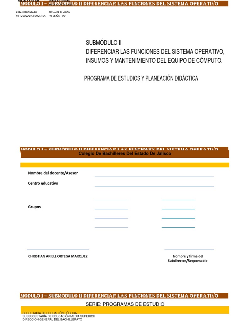 Funciones del Sistema Operativo | PDF | Plan de estudios | Software