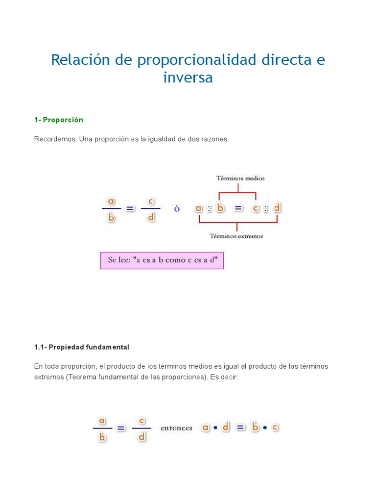 Relación de Proporcionalidad Directa e Inversa