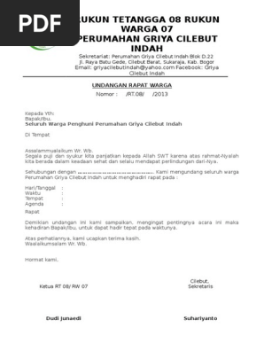 Surat Undangan Rapat Warga