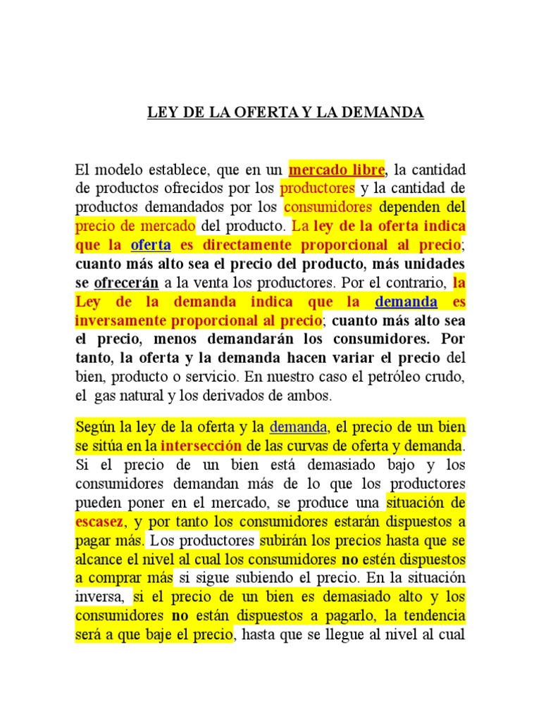 00 Ley de La Oferta y La Demanda Completa | PDF | Oferta y demanda ...