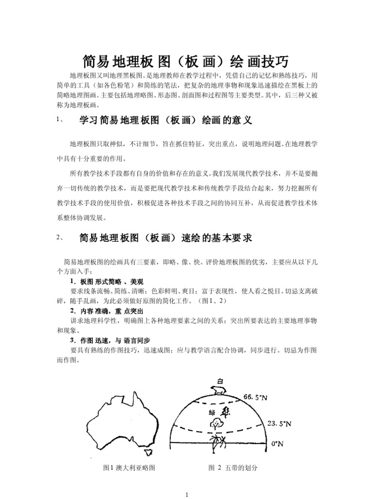 简易地理板图 板画 绘画技巧