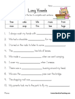 Long Vowels Worksheet