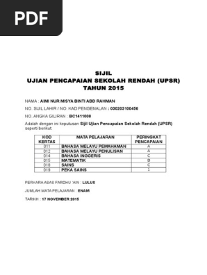 Template Sijil Upsr