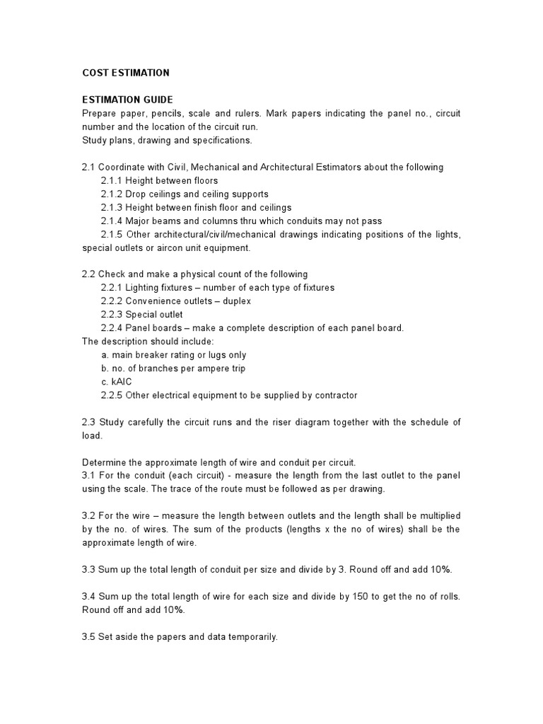Electrical Cost Estimation Guide | PDF