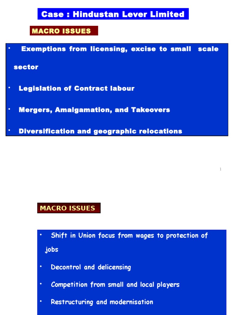 Case Hindustan Lever Limited Macro Issues PDF Trade Union