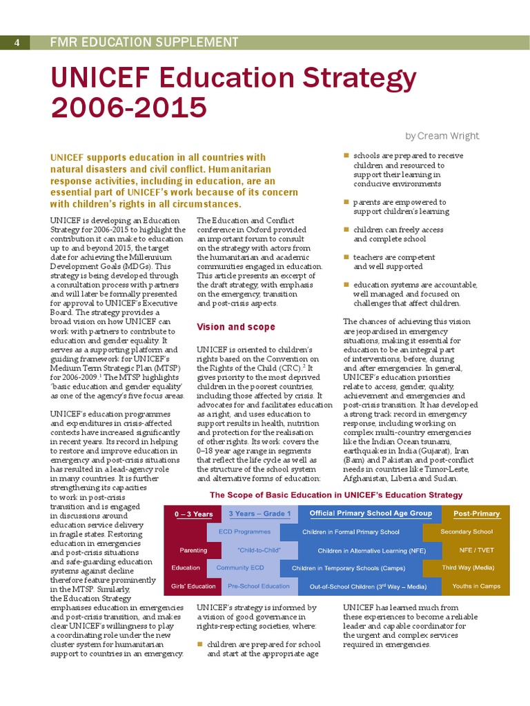 UNICEF Education Strategy PDF Unicef Emergency