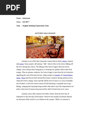 Autumn Or Falling Season Autumn Seasons