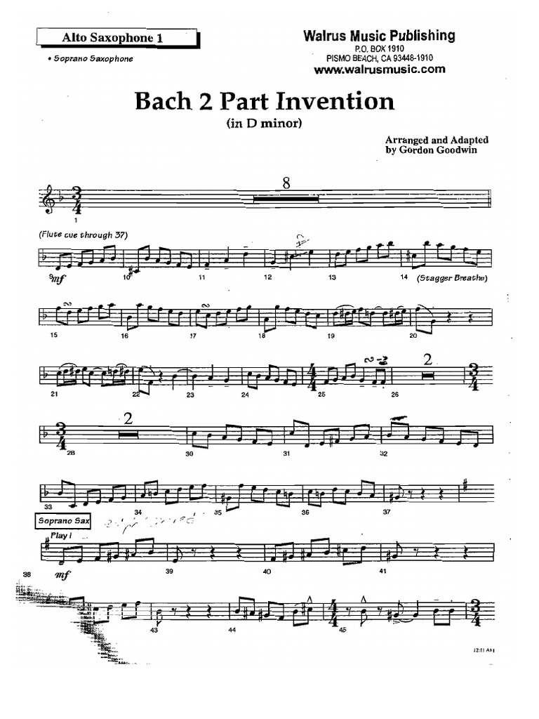 Bach 2 Part Invention Gordon Goodwin Entertainment General