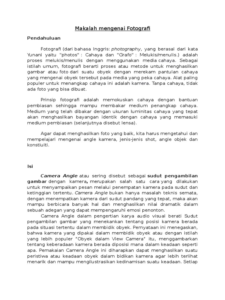 Makalah Mengenai Fotografi