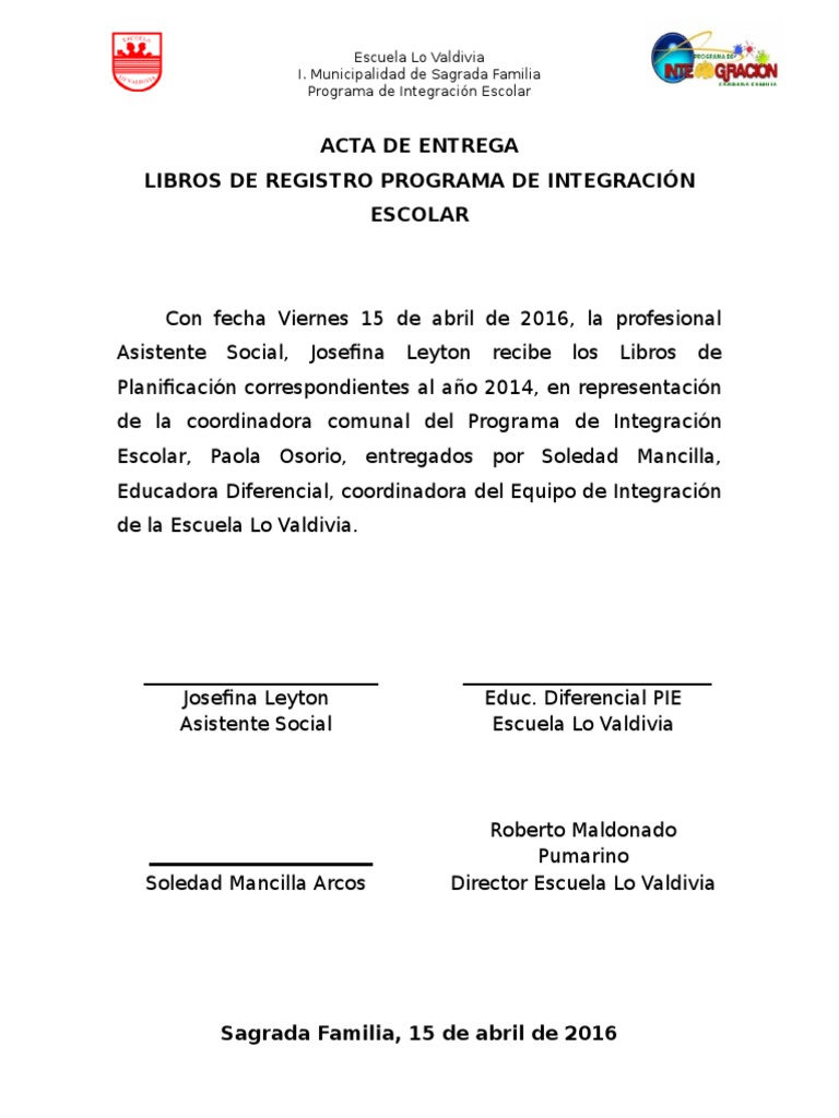 Acta de Entrega Libros de Registro | PDF | Sociedad