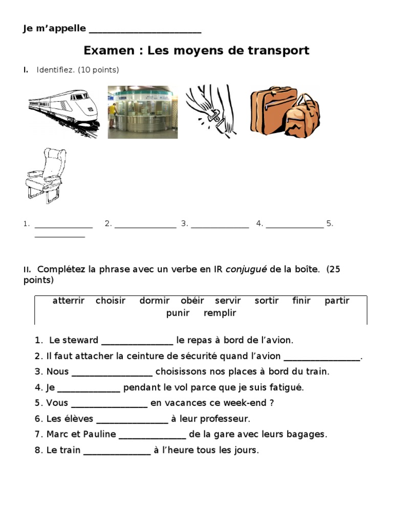 Examen sur les moyens de transport | PDF | Transport | Chemin de fer