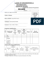 Bio Data Form 2016