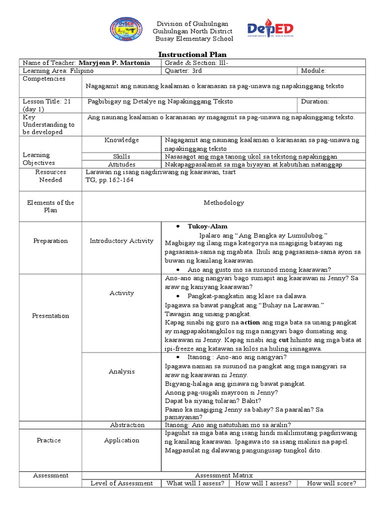 Iplan Filipino Ana | PDF
