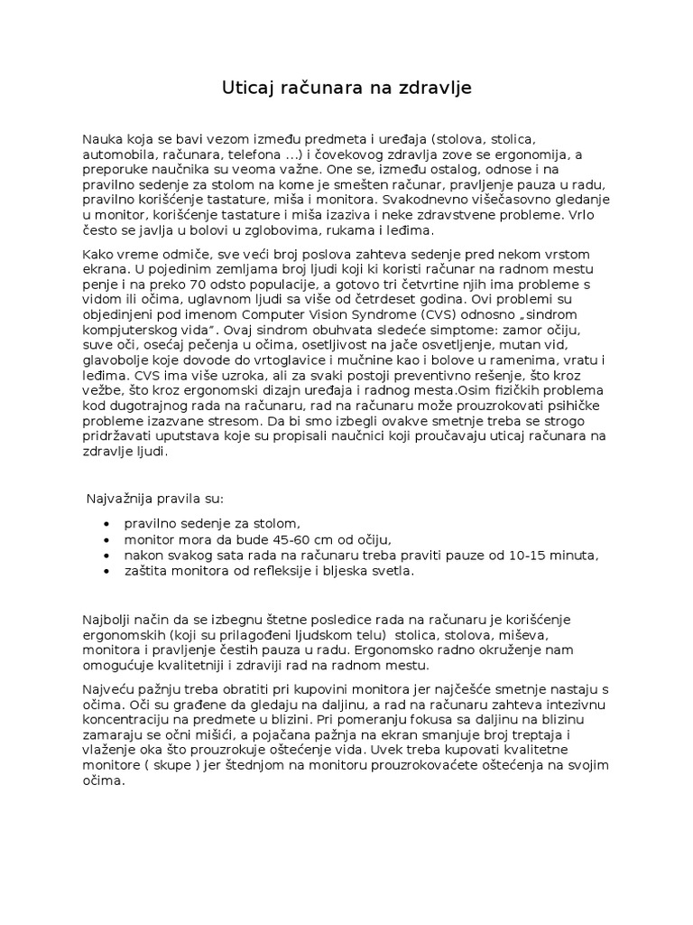 Racunari I Zdravlje | PDF