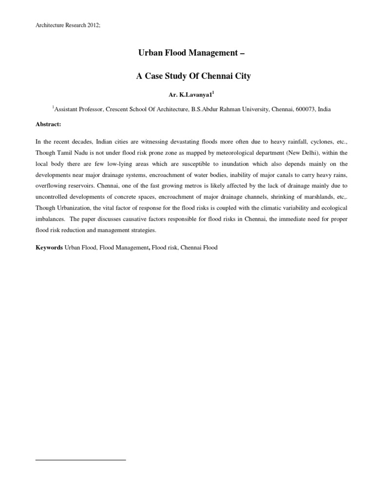 Chennai Urban Flood Management Case Study | PDF | Flood | Emergency ...