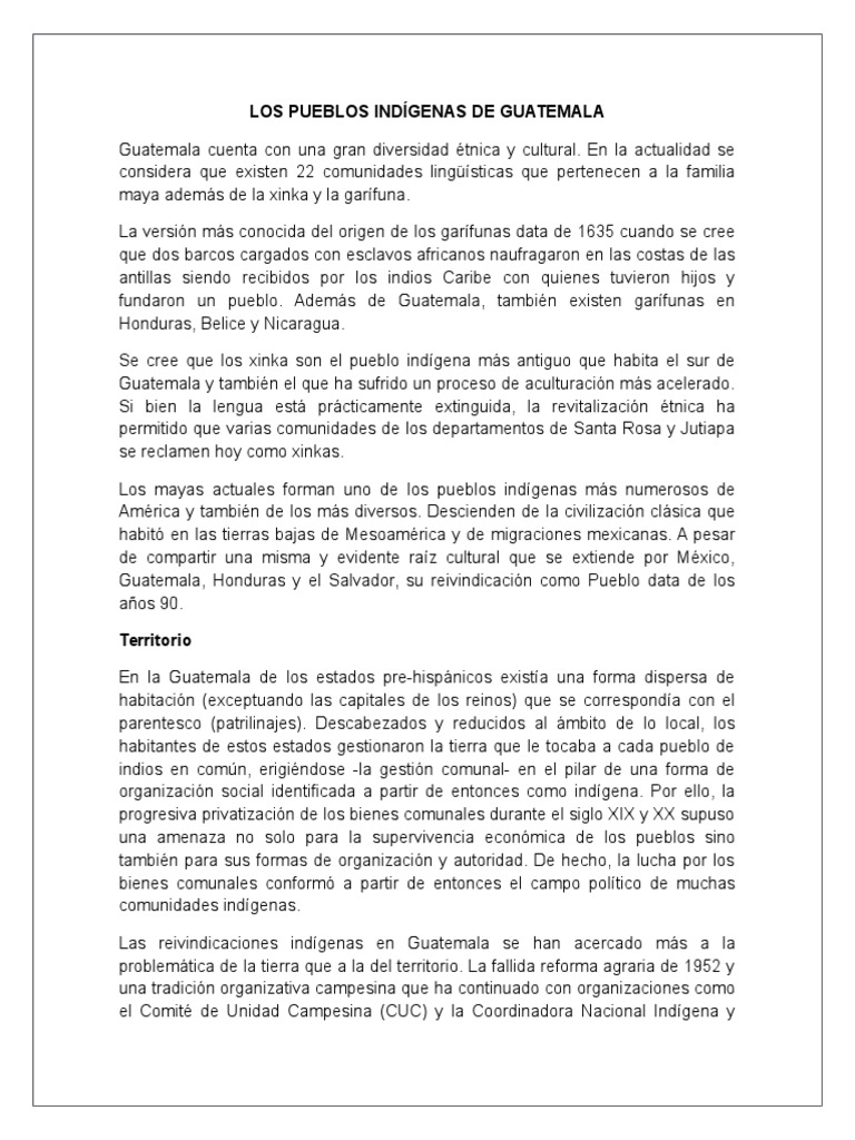 Diversidad de Pueblos Indígenas en Guatemala | PDF | Guatemala | Gente ...
