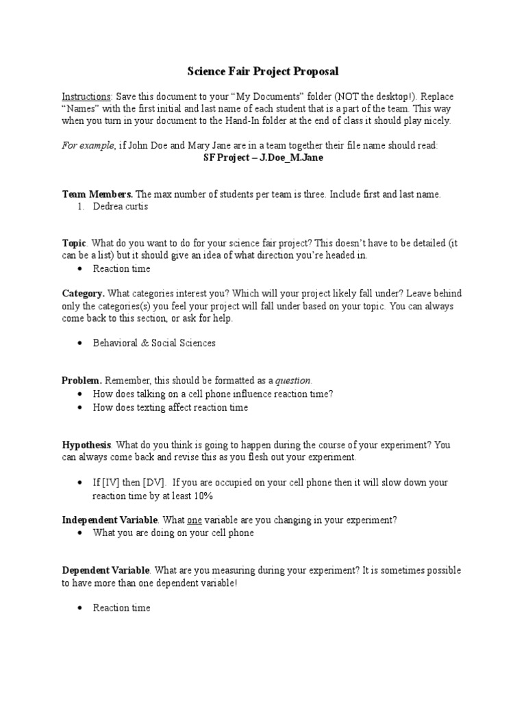 Science Fair Project on Reaction Time | PDF