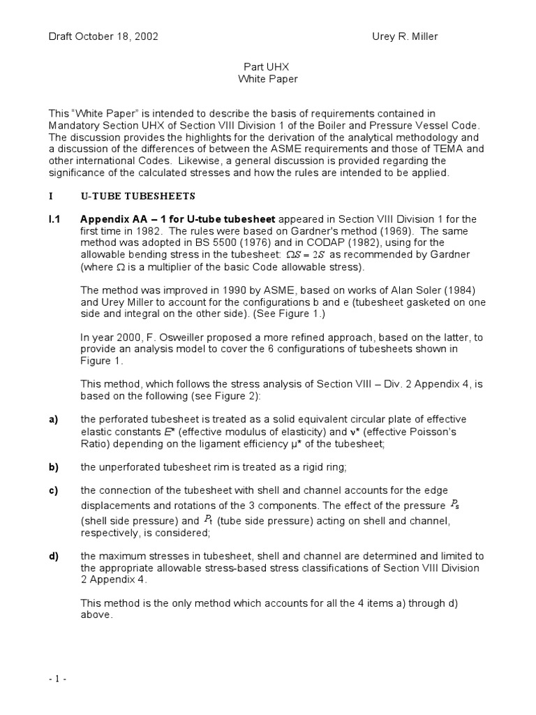 Tema & Asme Section Viii Div1 Section Uhx | PDF | Bending | Stress ...