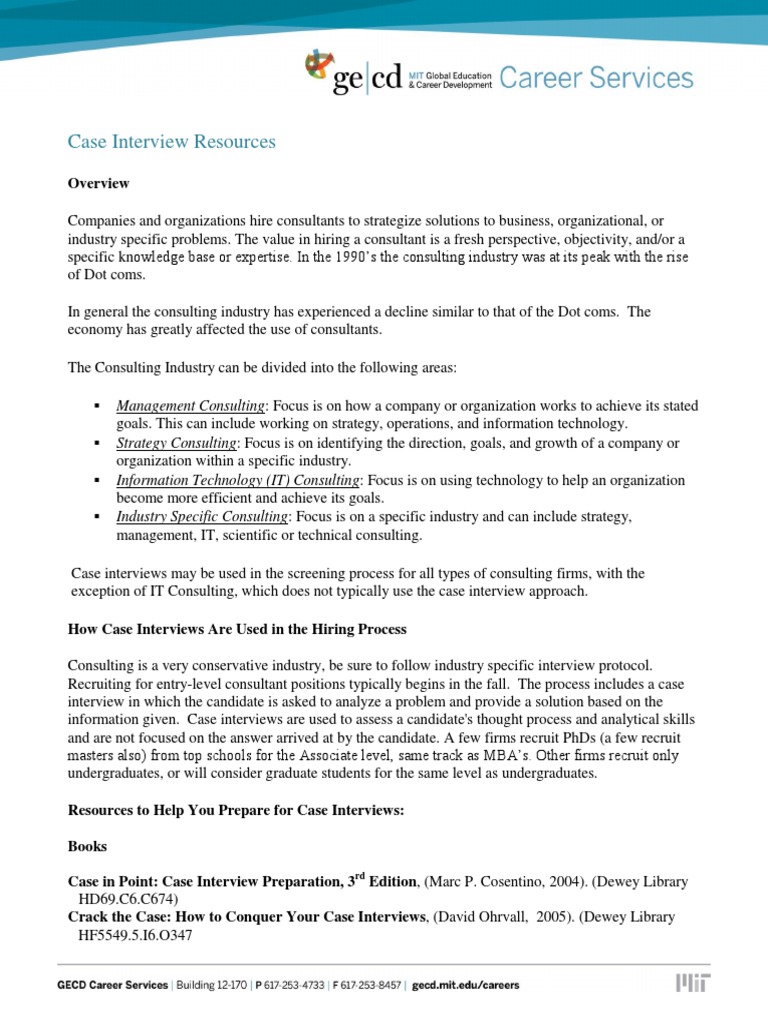Case Interviewing Resources PDF | PDF | Consultant | Strategic Management