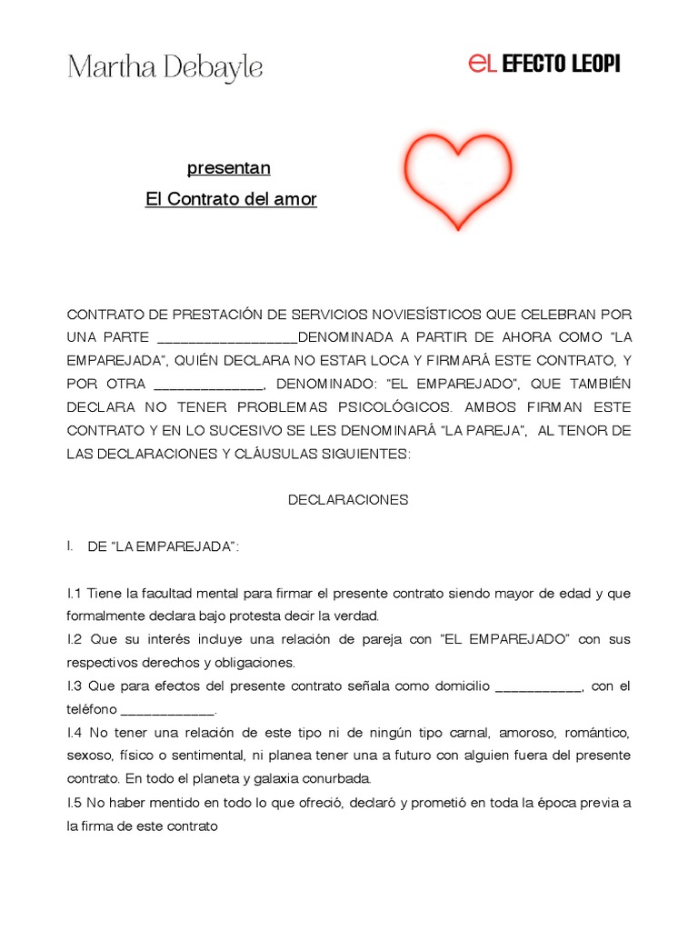 Contrato Para Novios Pdf Contrato Del Am or | PDF | Red social | Violencia