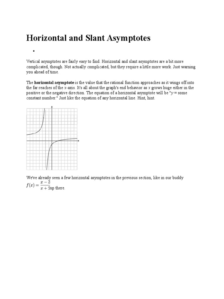 Horizontal and Slant Asymptotes | Asymptote | Fraction (Mathematics)