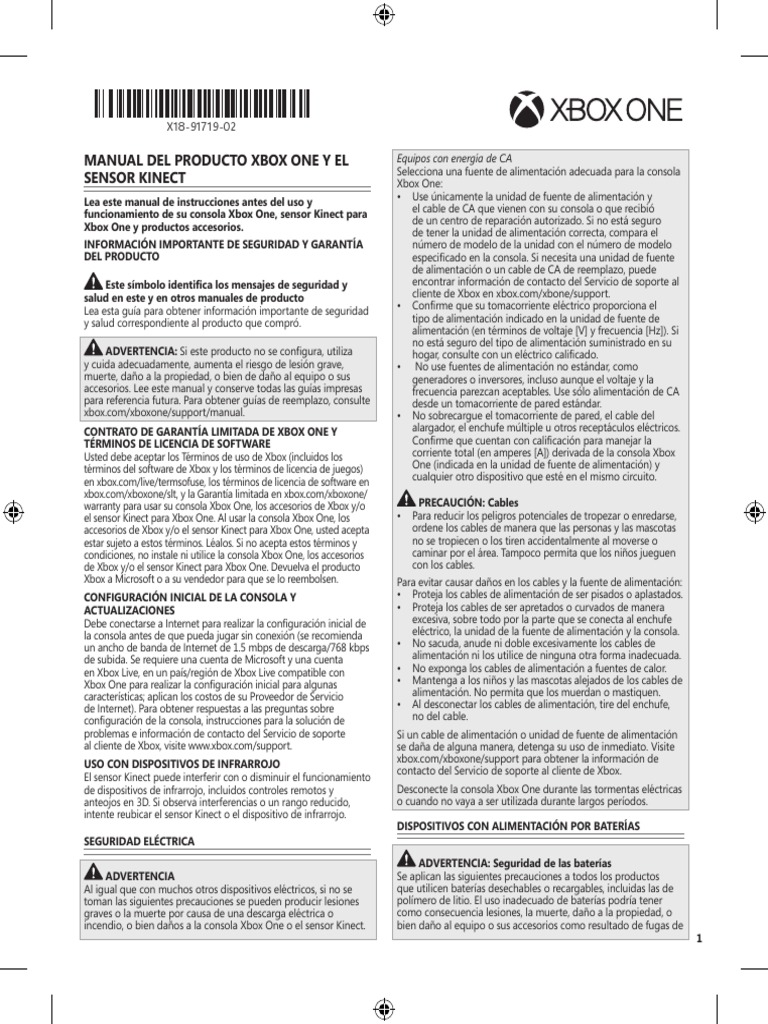 Xbox One KInect Sensor Product Guide - MX PDF | PDF | Xbox 360 ...