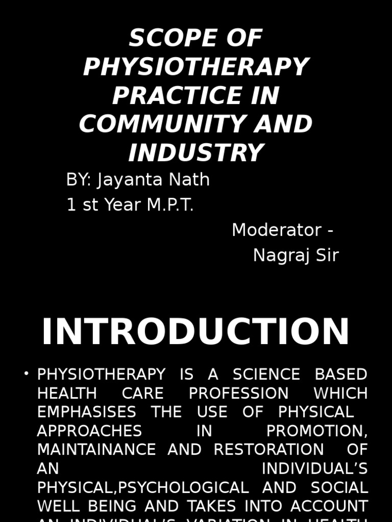 Scope of Physiotherapy Practice in Community and Health | Physical ...
