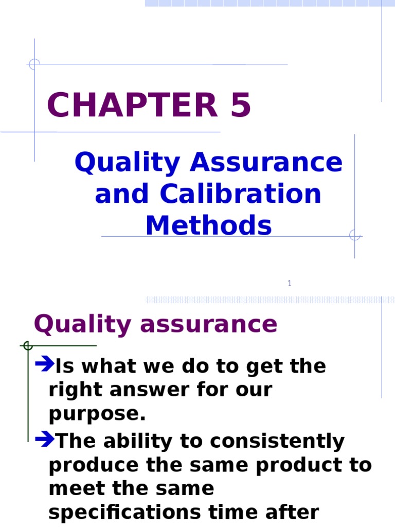 Quality Assurance and Calibration Methods PDF Detection Limit