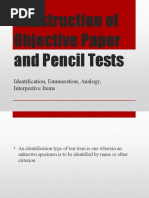 Construction of Objective Paper and Pencil Tests: Identification, Enumeration, Analogy, Interpretive Items