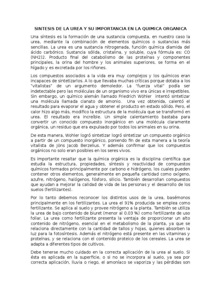 Sintesis de La Urea | Urea | Fertilizante