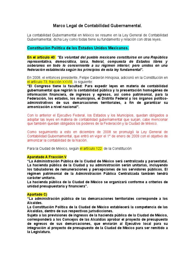 Marco Legal de la Contabilidad Gubernamental | PDF | Contabilidad ...