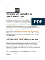 Criando Um Cadastro de Usuário em Java