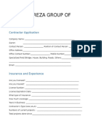 Contractors Application Form