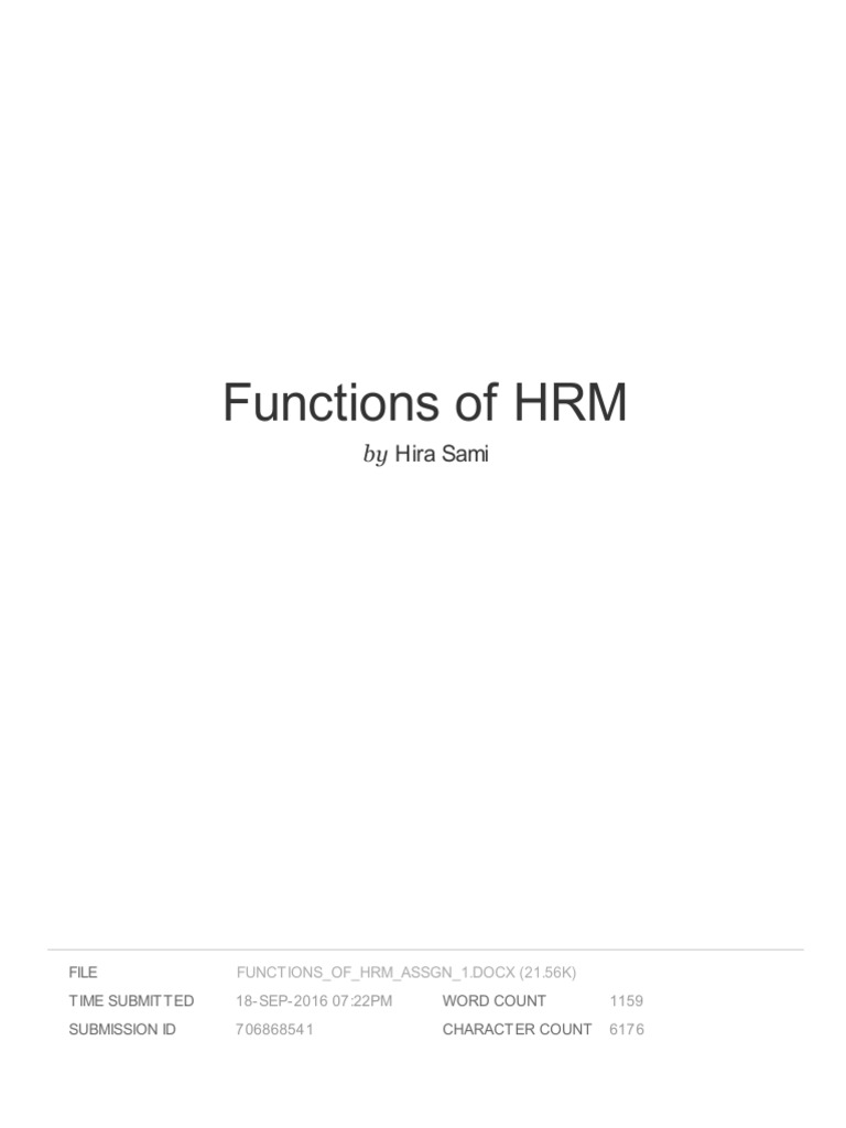 Key Functions of Human Resource Management | PDF | Business ...