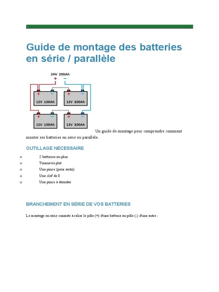 Cablage de Batteries en Serie Ou en Parallele PDF Maison et jardin — free download