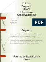 Política: Esquerda Direita Liberalismo Conservadorismo: Alexandre Ribeiro Débora Costa Natália Miller Thaís Oliveira