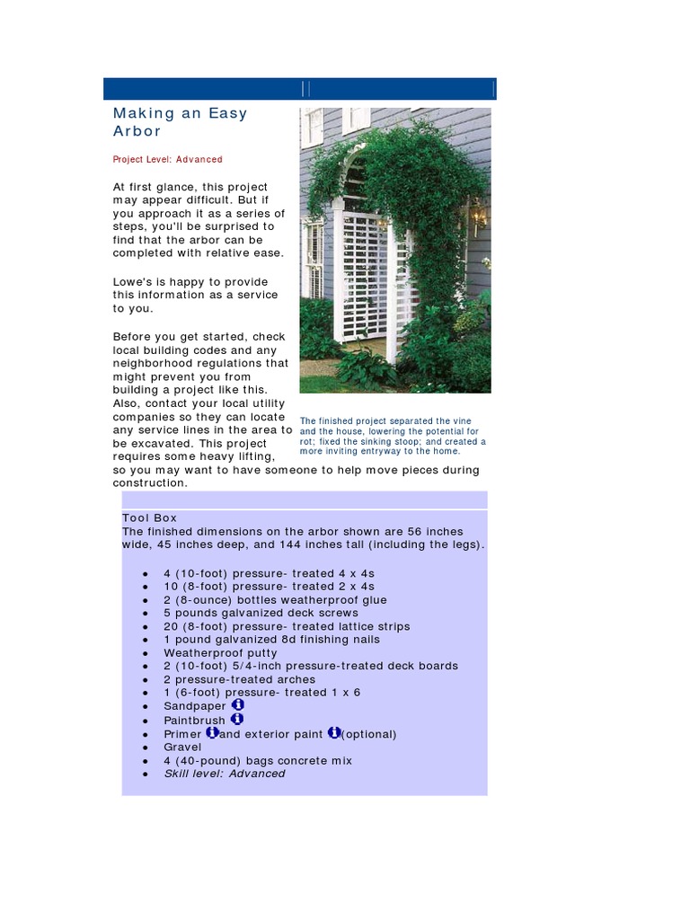 Advanced Arbor Construction Guide | PDF | Woodworking | Economic Sectors