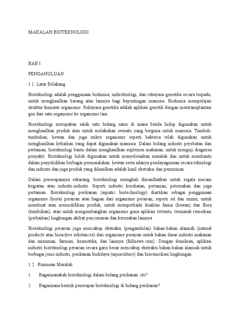 Makalah Bioteknologi Perikanan
