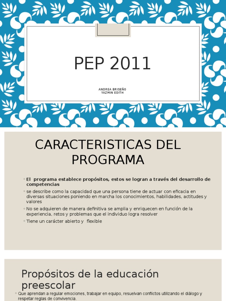 Guía PEP 2011 para Educación Preescolar | PDF | Educación de la primera ...