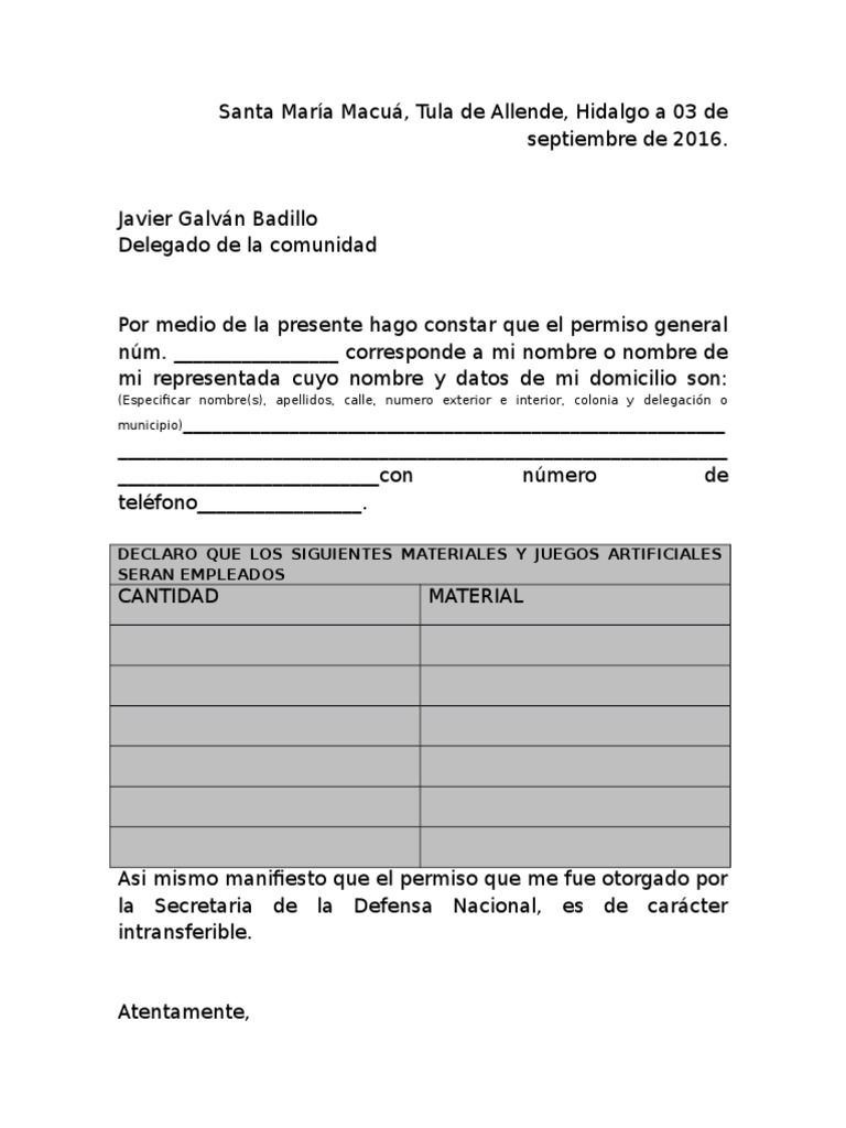 Carta Responsiva de Prestador de Servicios