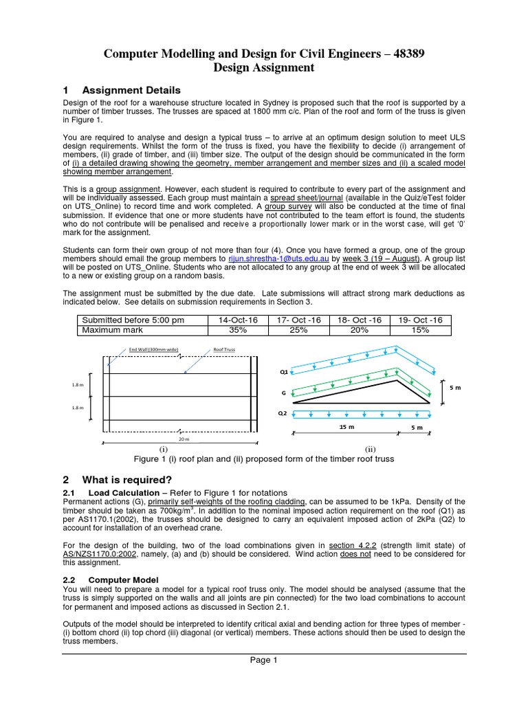 Computer Modelling Design Assignment S2016 | PDF | Truss | Lumber