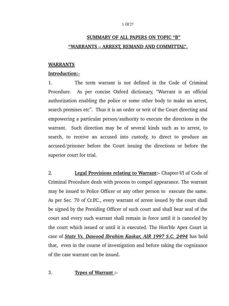 Overview of Arrest and Remand Warrants | PDF | Arrest Warrant | Arrest