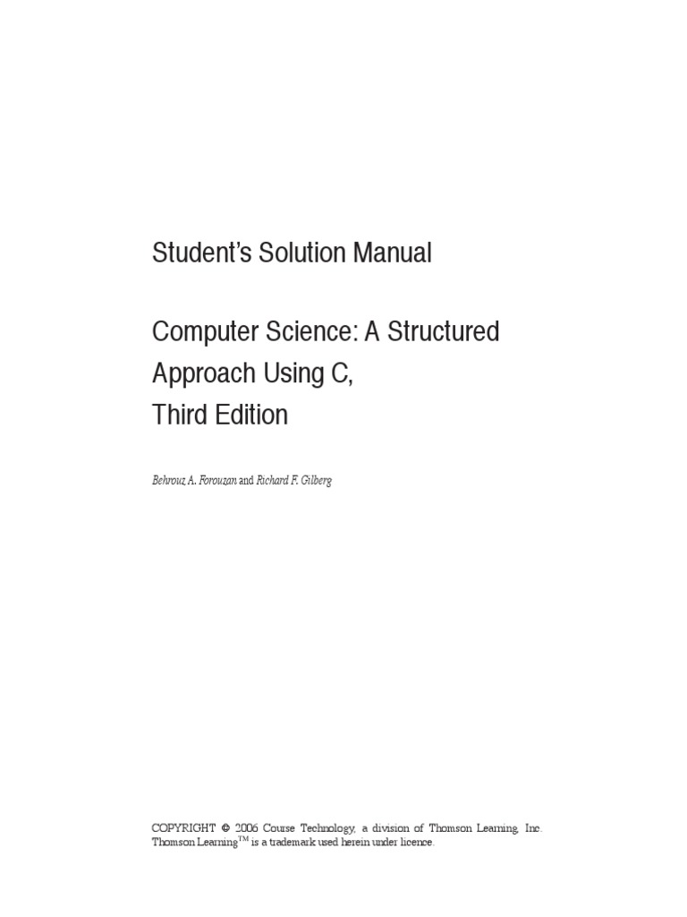 Student's Solution Manual Computer Science: A Structured Approach Using ...