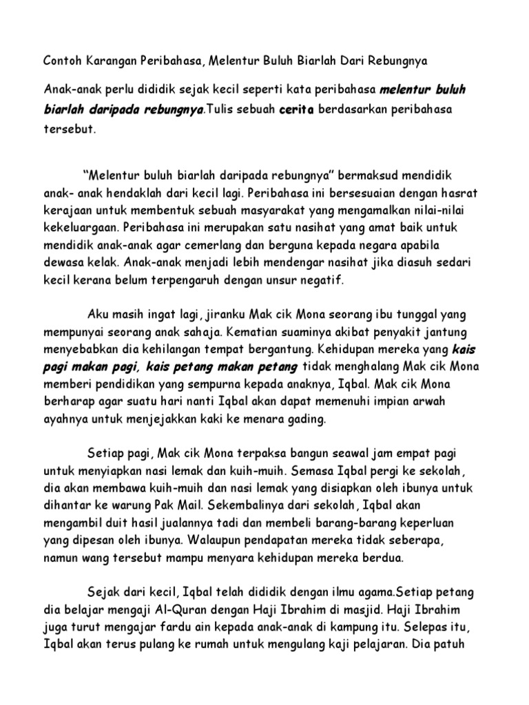 Contoh Karangan Peribahasa Spm Terbaik