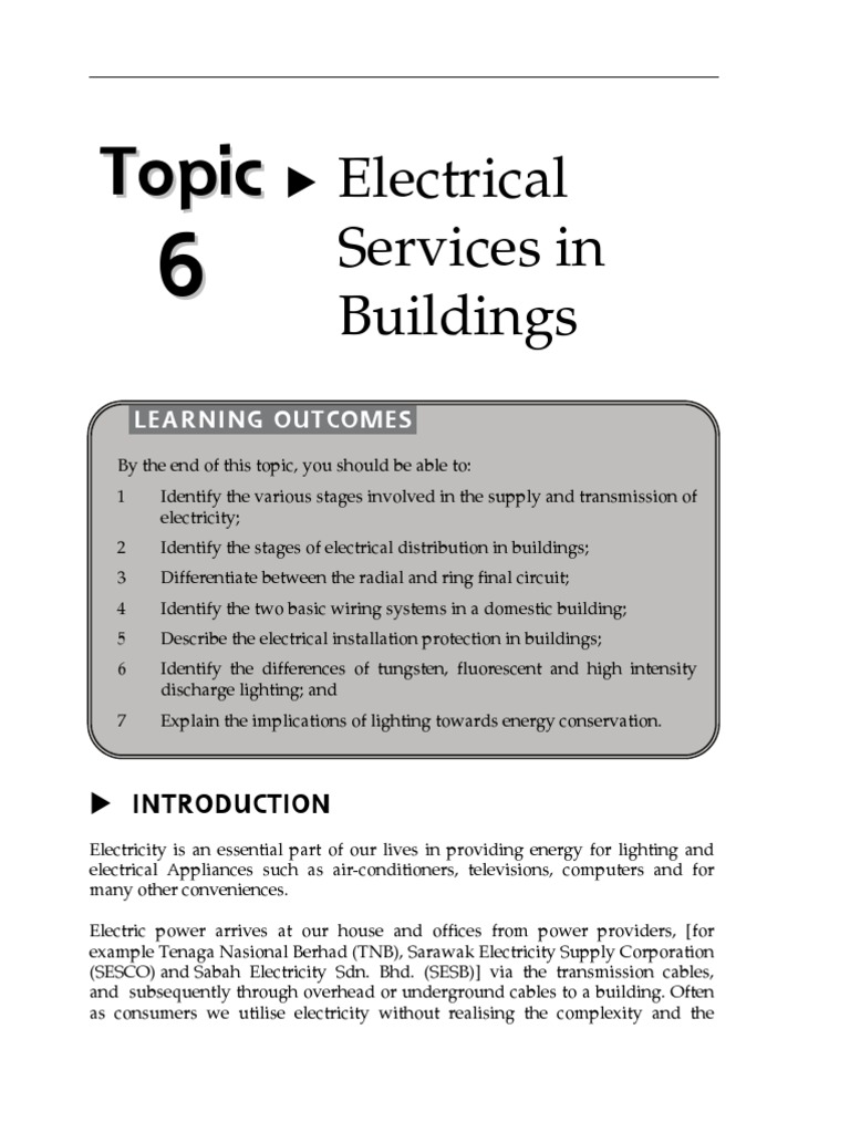 Electrical Services in Buildings Overview | PDF | Incandescent Light ...