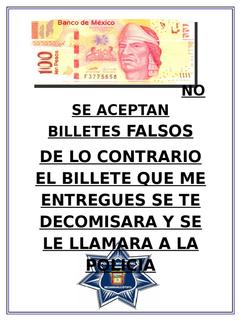 No Se Aceptan Billetes Falsos | PDF