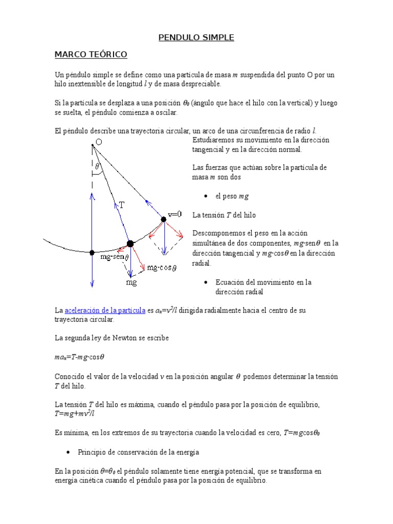 Análisis del movimiento oscilatorio de un péndulo simple | PDF ...