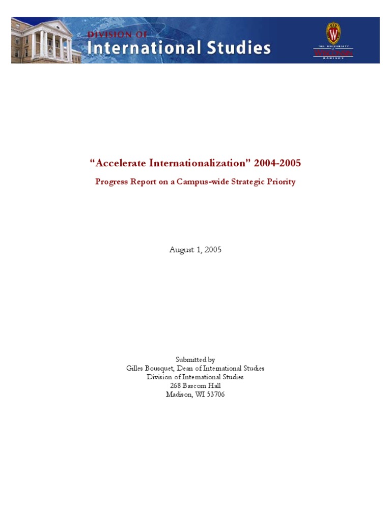 UW-Madison Internationalization Progress Report | PDF | University Of ...