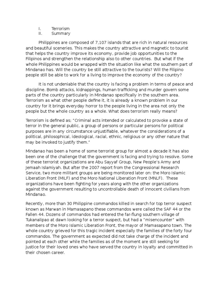 Terrorism in The Philippines | PDF | Conflicts | Violence